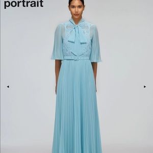 Self portrait Tropical Blue Chiffon Maxi Dress